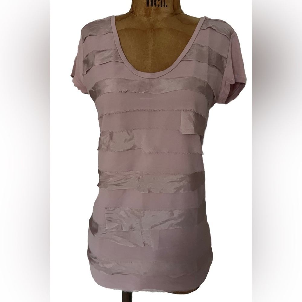 LOFT Soft Puple Ruffled Short Sleeve Tee Like New!